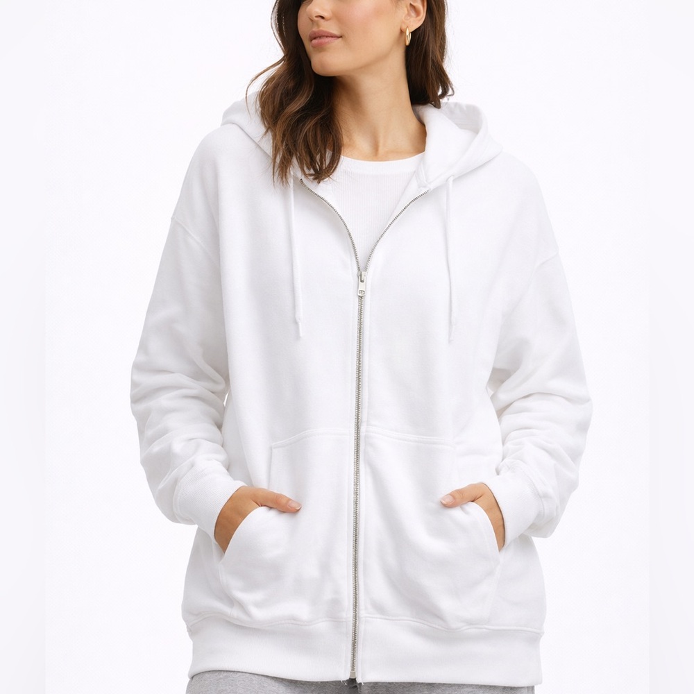 American Eagle White oversized Zip-Up Hoodie NWOT